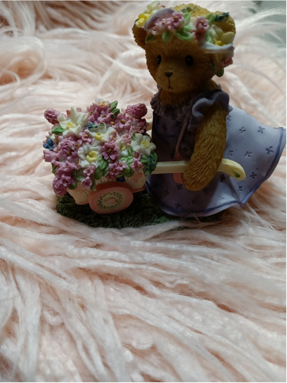 Cherished Teddies Bernice Bear SIGNED Bringing Forth Bouquets Of Blessings Flowe